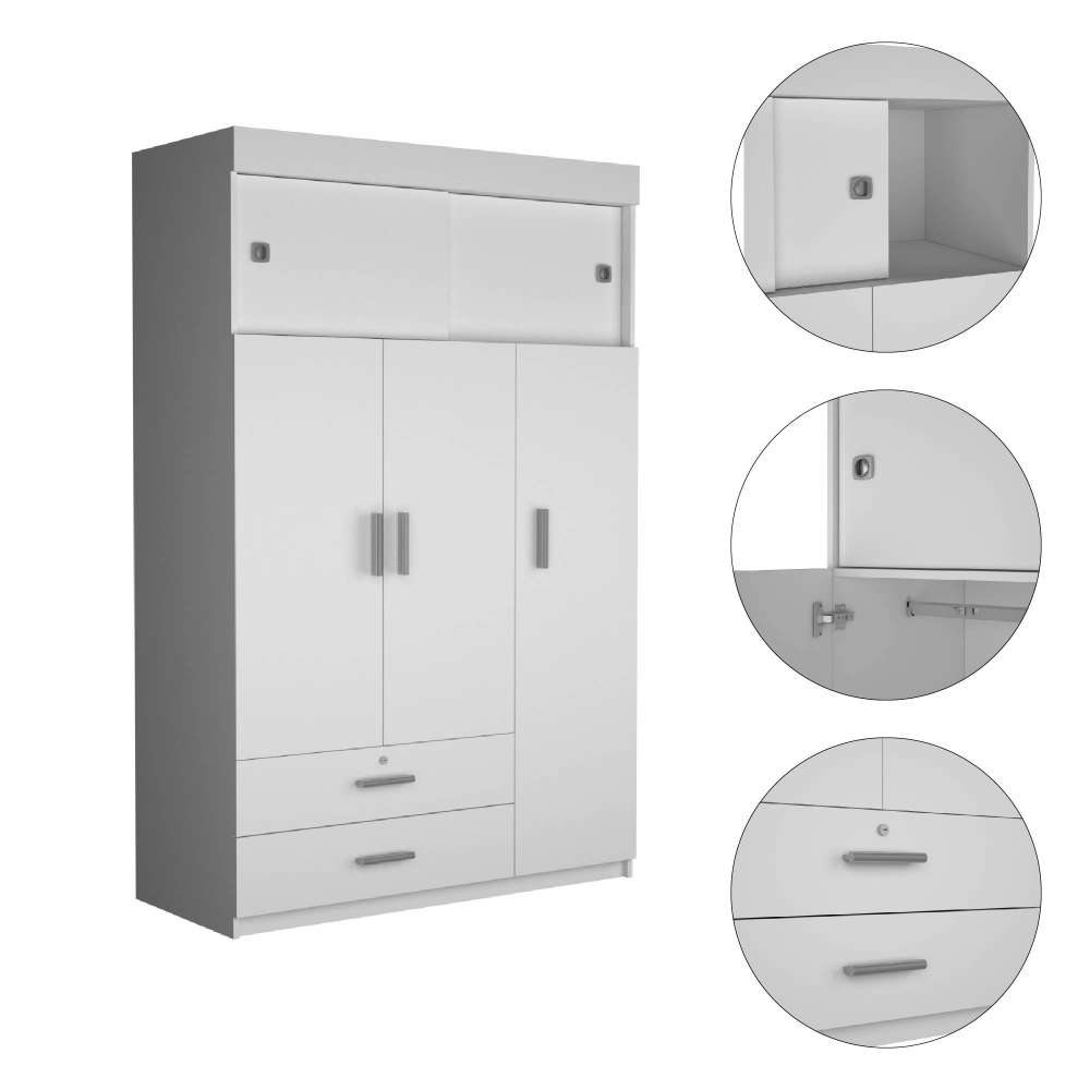 Closet Mobil Blanco 120x187.5cm con 3 Cajones con 3 Entrepaños - Closets | Bylmo