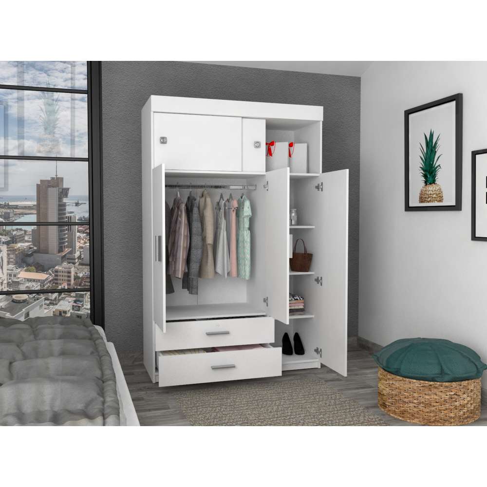 Closet Mobil Blanco 120x187.5cm con 3 Cajones con 3 Entrepaños - Closets | Bylmo