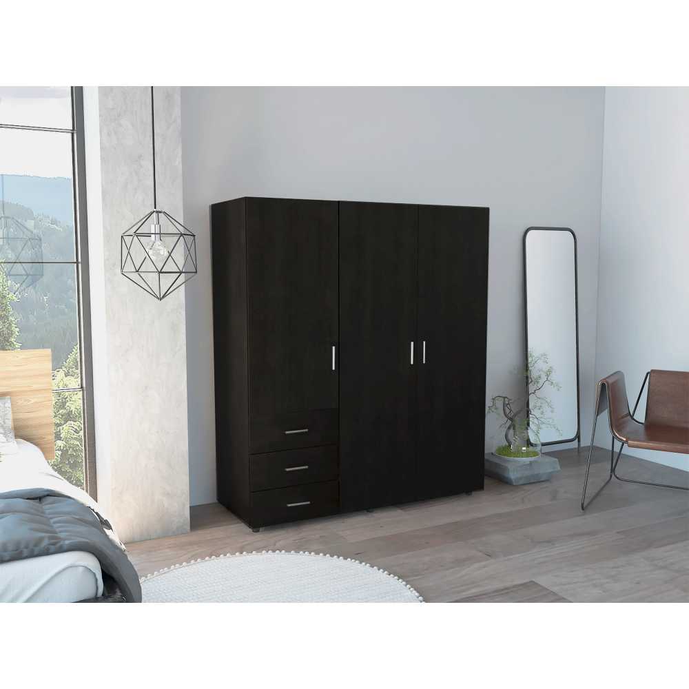 Closet Verona Wengue 140 cm con Tres Puertas y Tres Cajones - Closets | Bylmo