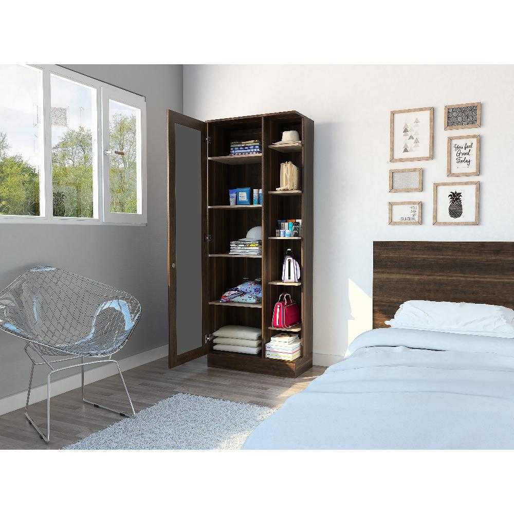 Closet Woman Habano y Miel 70x180.7cm sin Cajones con 9 Entrepaños con Espejo - Closets | Bylmo