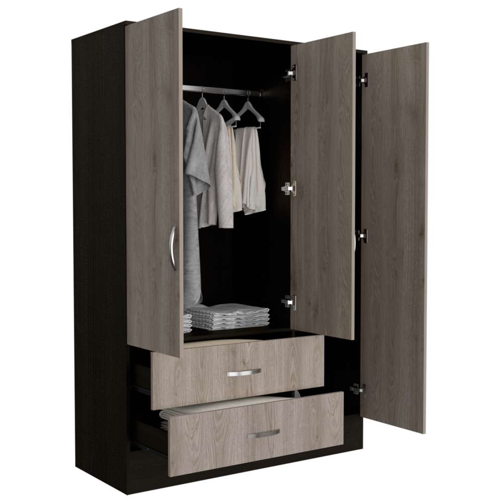 Closet Bolton Ceniza 160 cm con Espejos, Cuatro Puertas y Dos Cajones - Closets | Bylmo