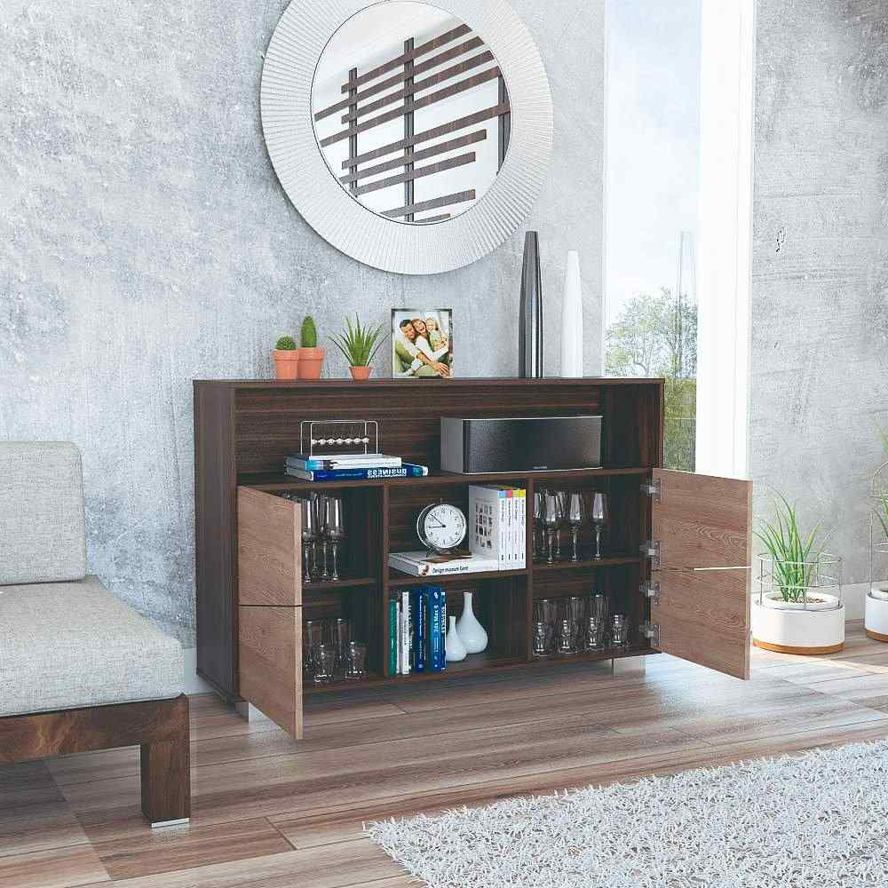 Arrimo Fraktal Habano y Miel 120.3x82cm sin Cajones y con Siete Compartimientos - Bifes | Bylmo