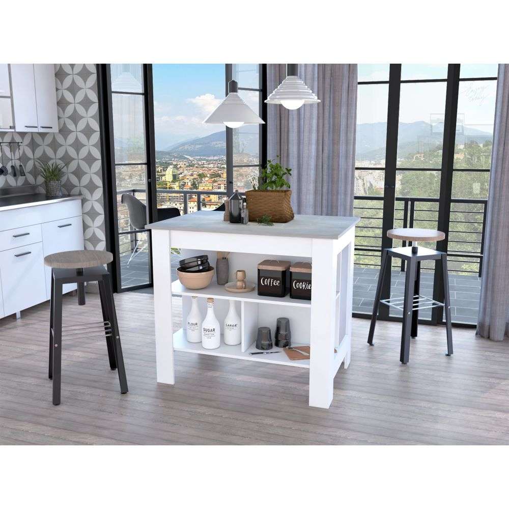 Mueble Cala Plus Blanco 103x90cm con Dos Entrepaños y Tres Compartimientos - Muebles Organizadores | Bylmo