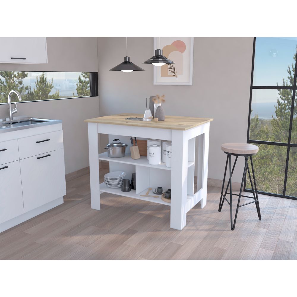 Mueble Auxiliar de Cocina Cala Duna y Blanco 103 cm con Entrepaños - Muebles Organizadores | Bylmo
