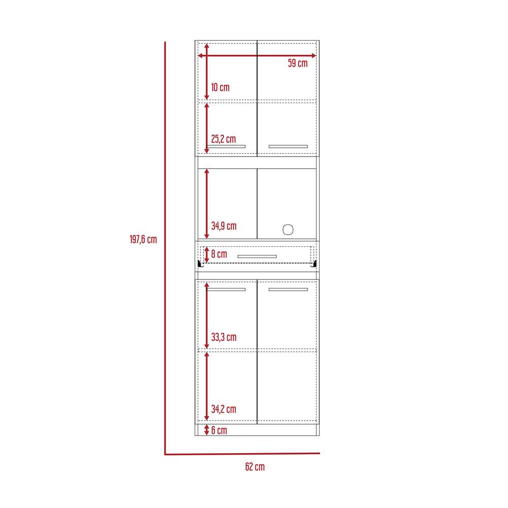 Módulo Para Microondas Manchester Blanco 62x197.6cm con Un Entrepaño y con Cuatro Puertas - Muebles Organizadores | Bylmo