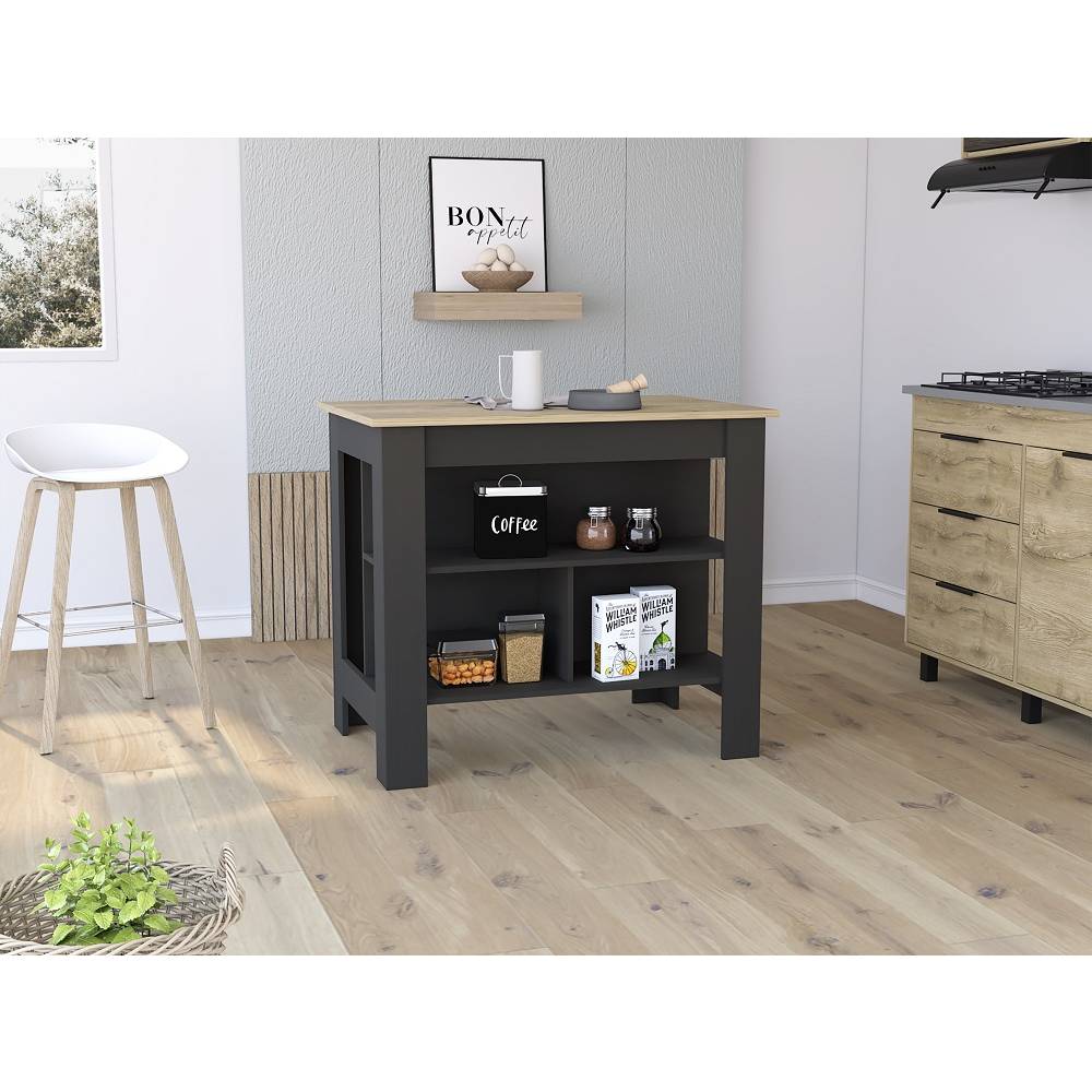 Mueble Auxiliar de Cocina Cala Wengue y Macadamia 103 cm con Entrepaños - Cocinas | Bylmo