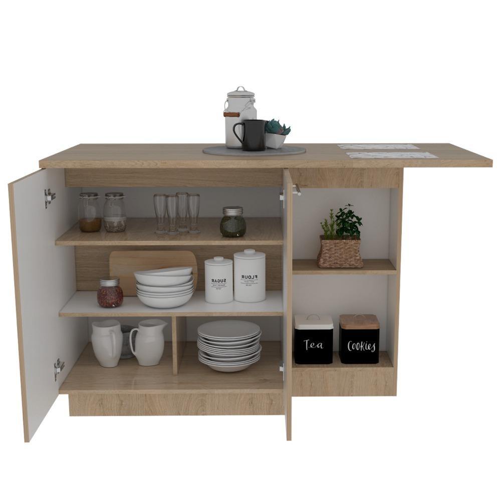 Barra de Cocina Gibraltar Rovere y Blanco 150 cm con Dos Puertas - Muebles Organizadores | Bylmo