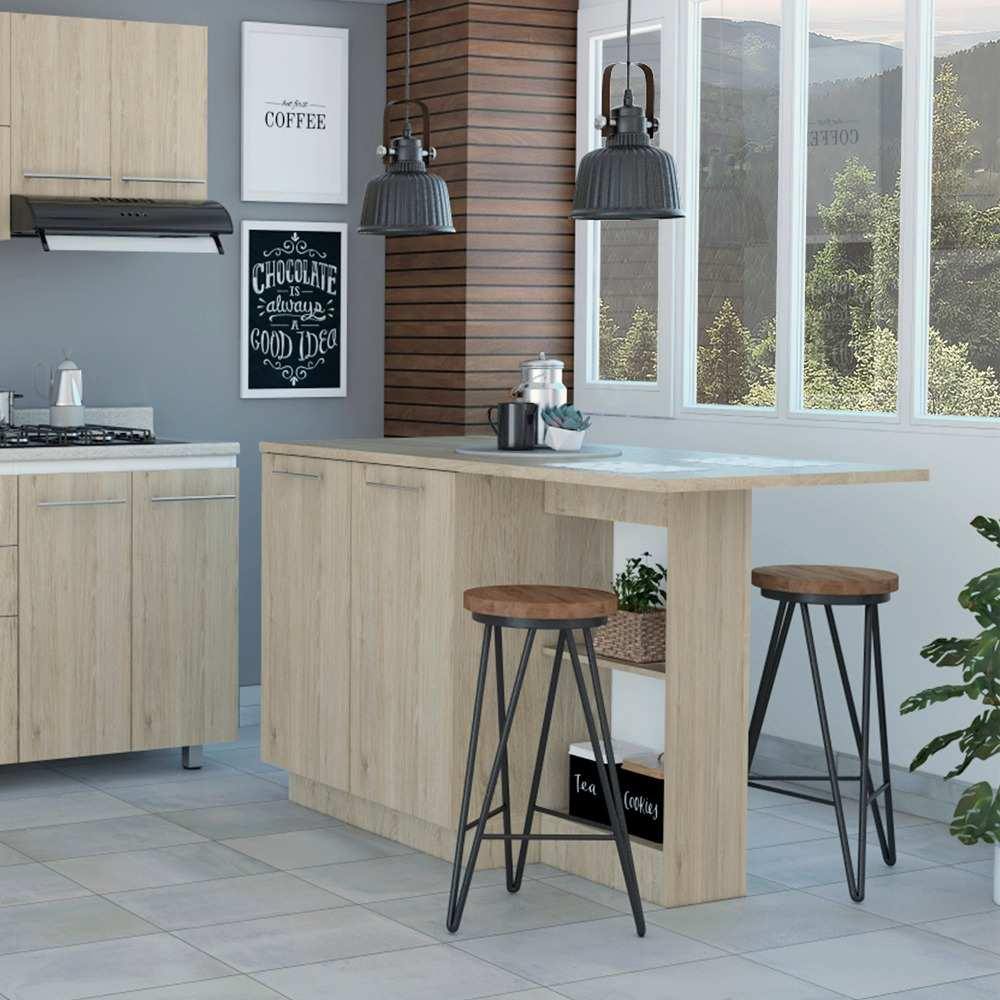 Barra de Cocina Gibraltar Rovere y Blanco 150 cm con Dos Puertas - Muebles Organizadores | Bylmo