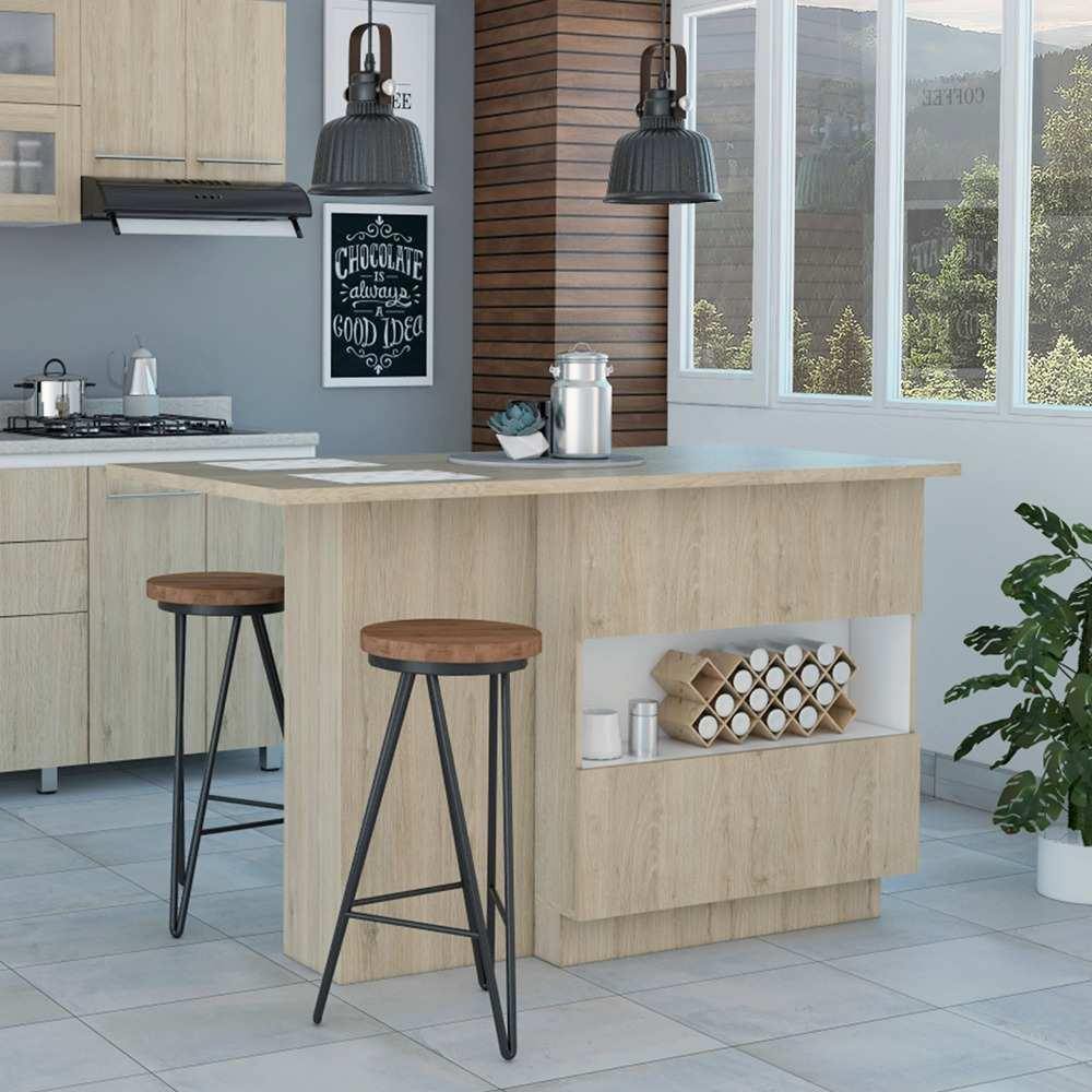 Barra de Cocina Gibraltar Rovere y Blanco 150 cm con Dos Puertas - Muebles Organizadores | Bylmo