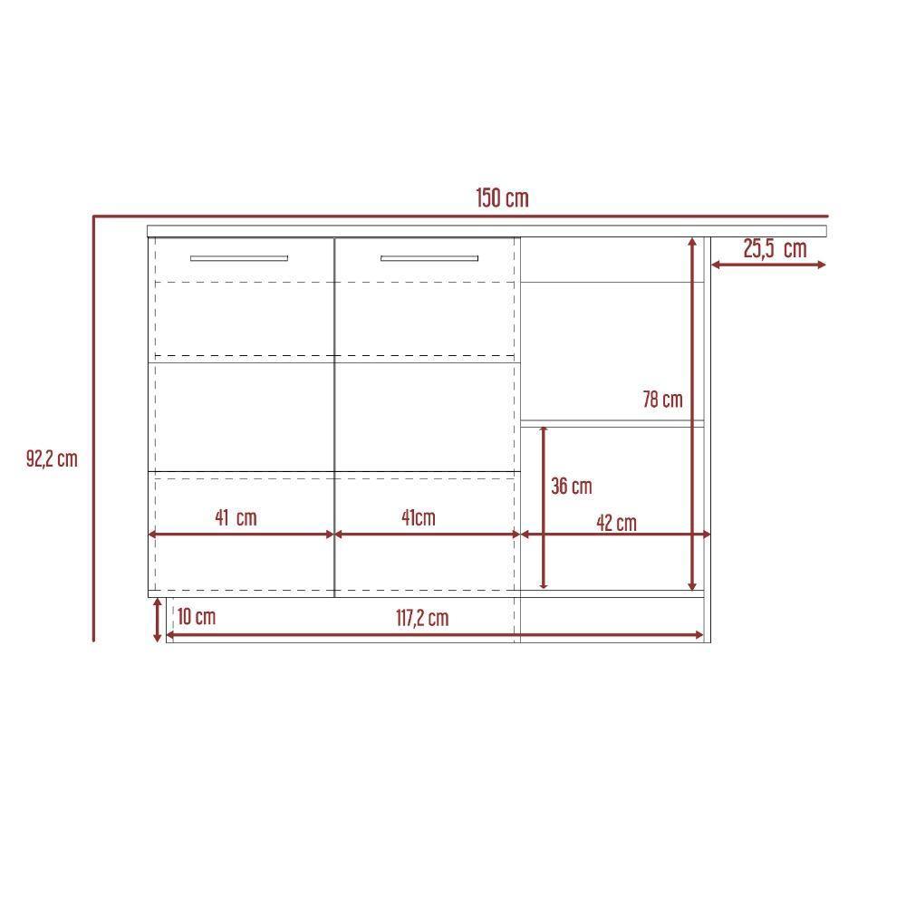 Barra de Cocina Gibraltar Rovere y Blanco 150 cm con Dos Puertas - Muebles Organizadores | Bylmo