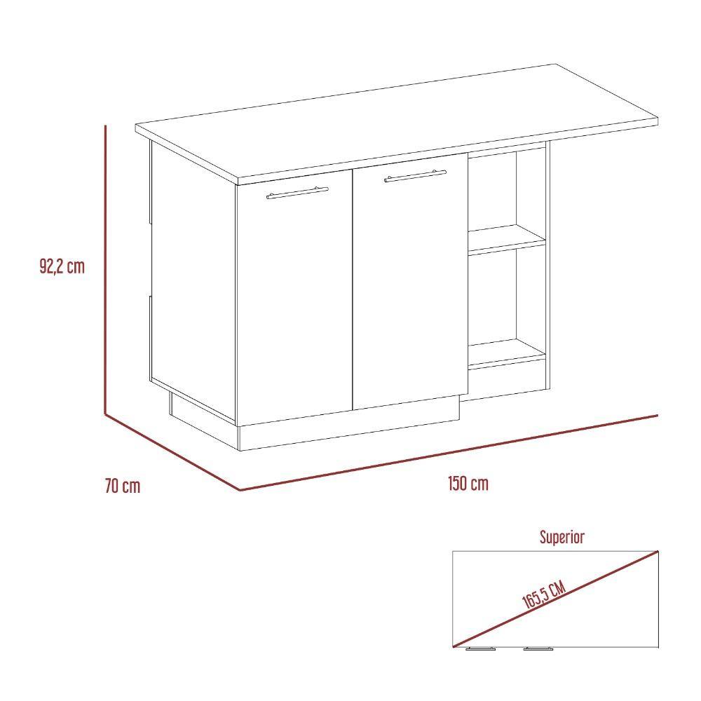 Barra de Cocina Gibraltar Rovere y Blanco 150 cm con Dos Puertas - Muebles Organizadores | Bylmo