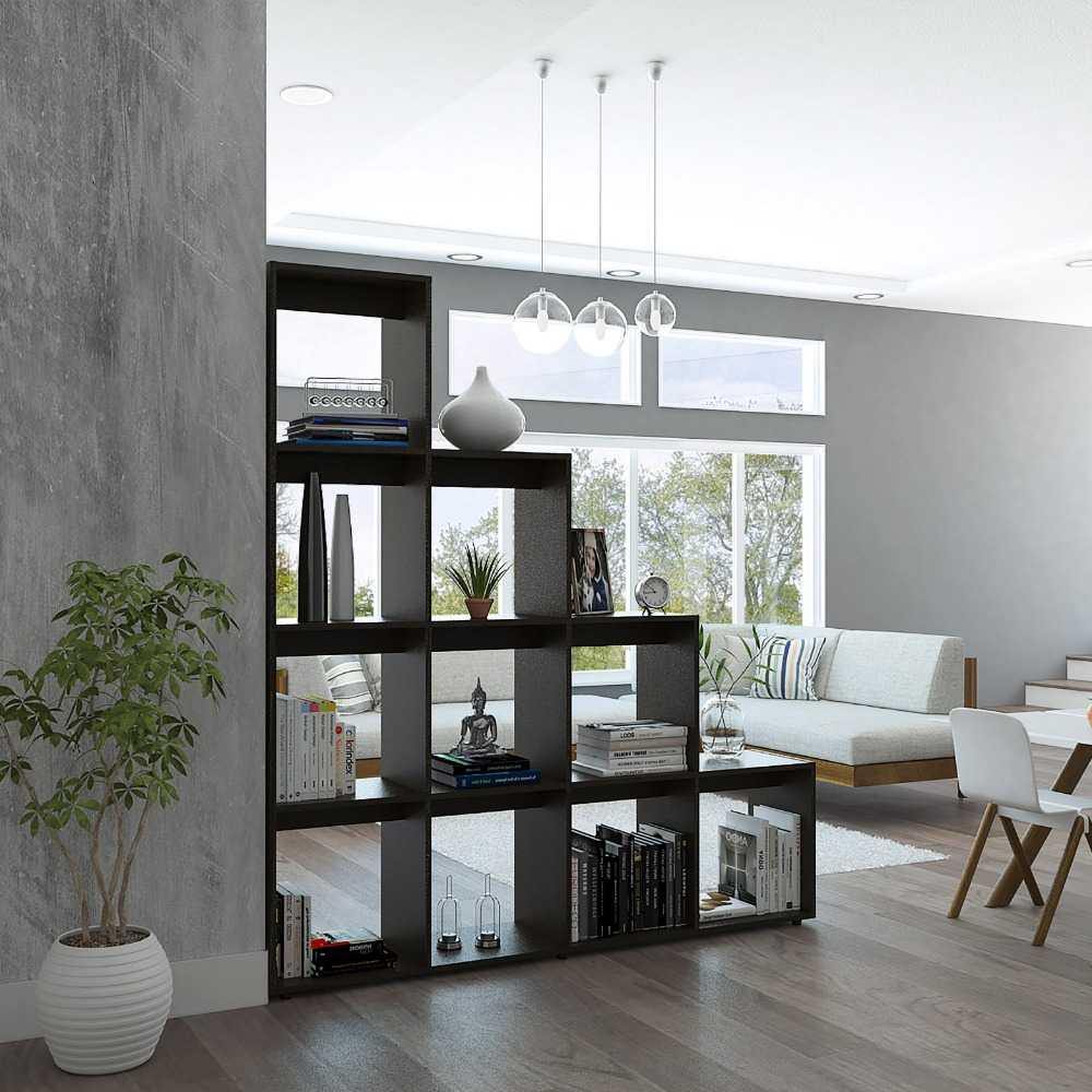Biblioteca Escalera Beijing Wengue 155x169cm con Diez Compartimientos - Bibliotecas | Bylmo
