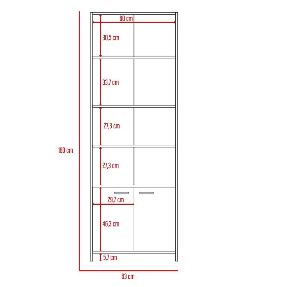 Biblioteca Lisa Wengue 63 cm con Entrepaños y Puertas - Bibliotecas | Bylmo