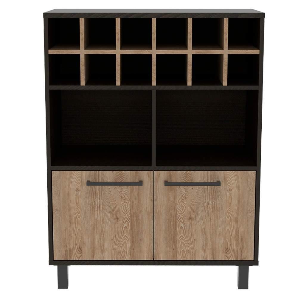 Bar Kaia Wengue 78x103cm con Un Cajón y con Doce Portabotellas - Bares | Bylmo