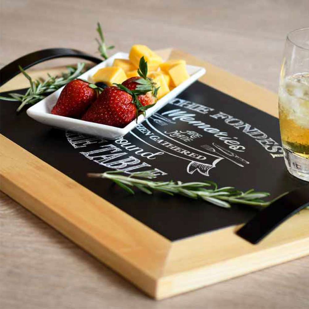 Bandeja de Servir Pino MDF Moderna 44x34cm Negro - Cocinas | Bylmo