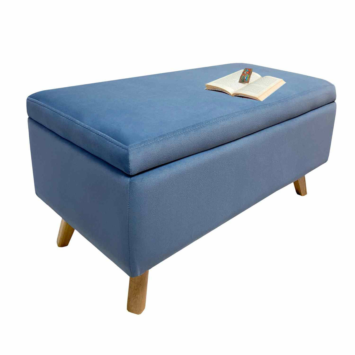Banqueta Nugo Azul 80 cm con Baúl - Sofas y Poltronas | Bylmo