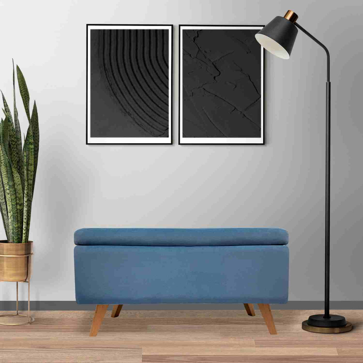 Banqueta Nugo Azul 80 cm con Baúl - Sofas y Poltronas | Bylmo