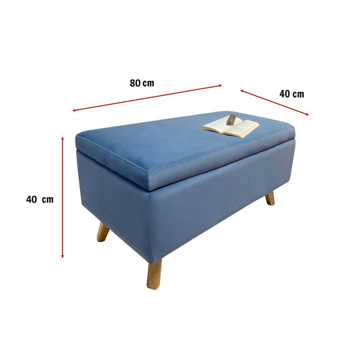 Banqueta Nugo Azul 80 cm con Baúl - Sofas y Poltronas | Bylmo