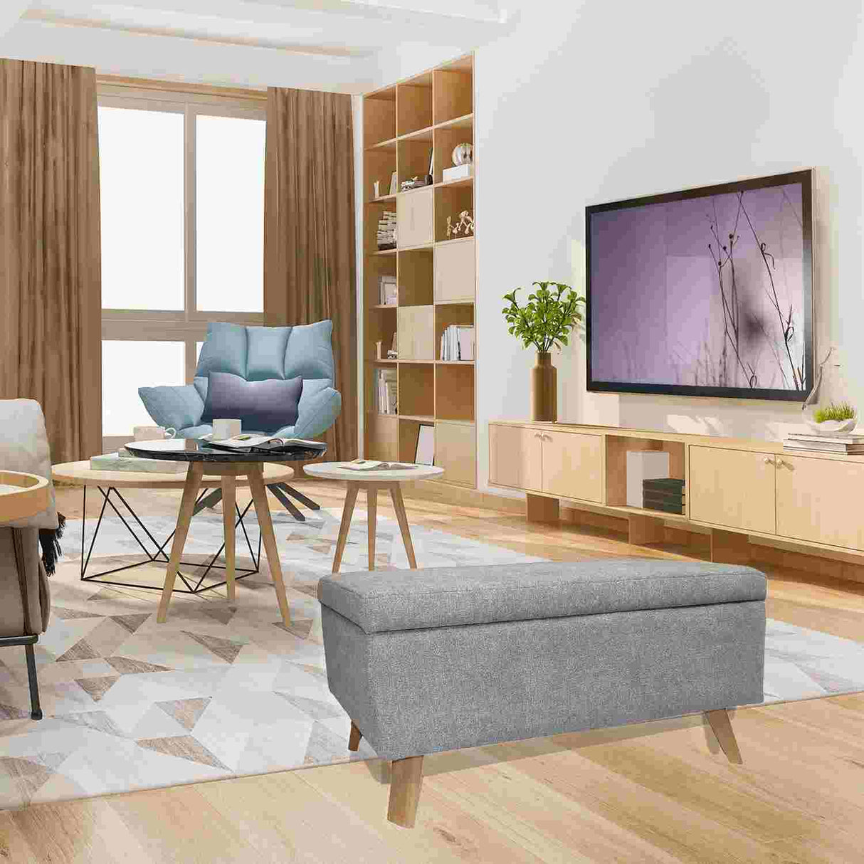 Banqueta Baúl Gris Falcon 80x40cm De 2 Puestos sin Apoya Brazos - Sofas y Poltronas | Bylmo