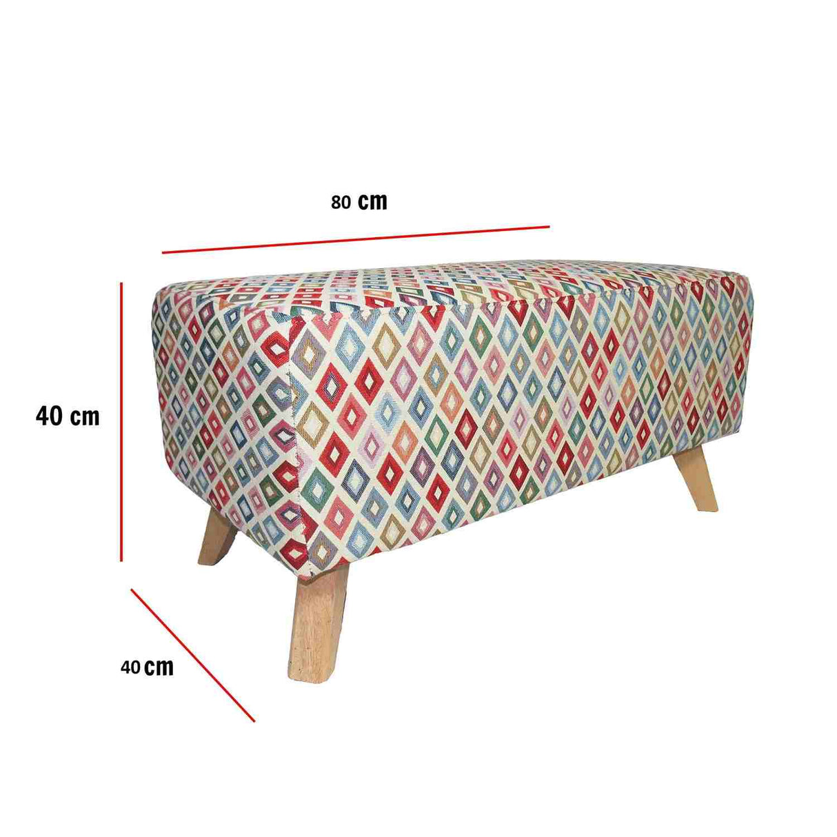 Banqueta Sucre Multicolor 80 cm con Patas de Madera - Sofas y Poltronas | Bylmo