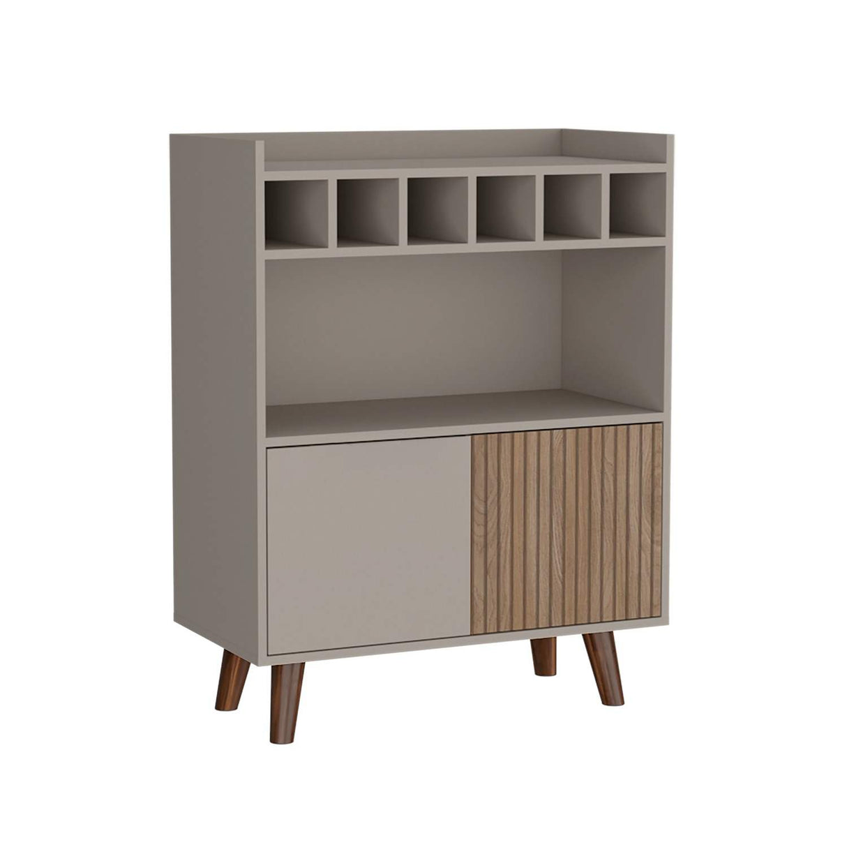 Bar Bajo Funes Taupe 78 cm con Almacenamiento y Puertas - Bares | Bylmo