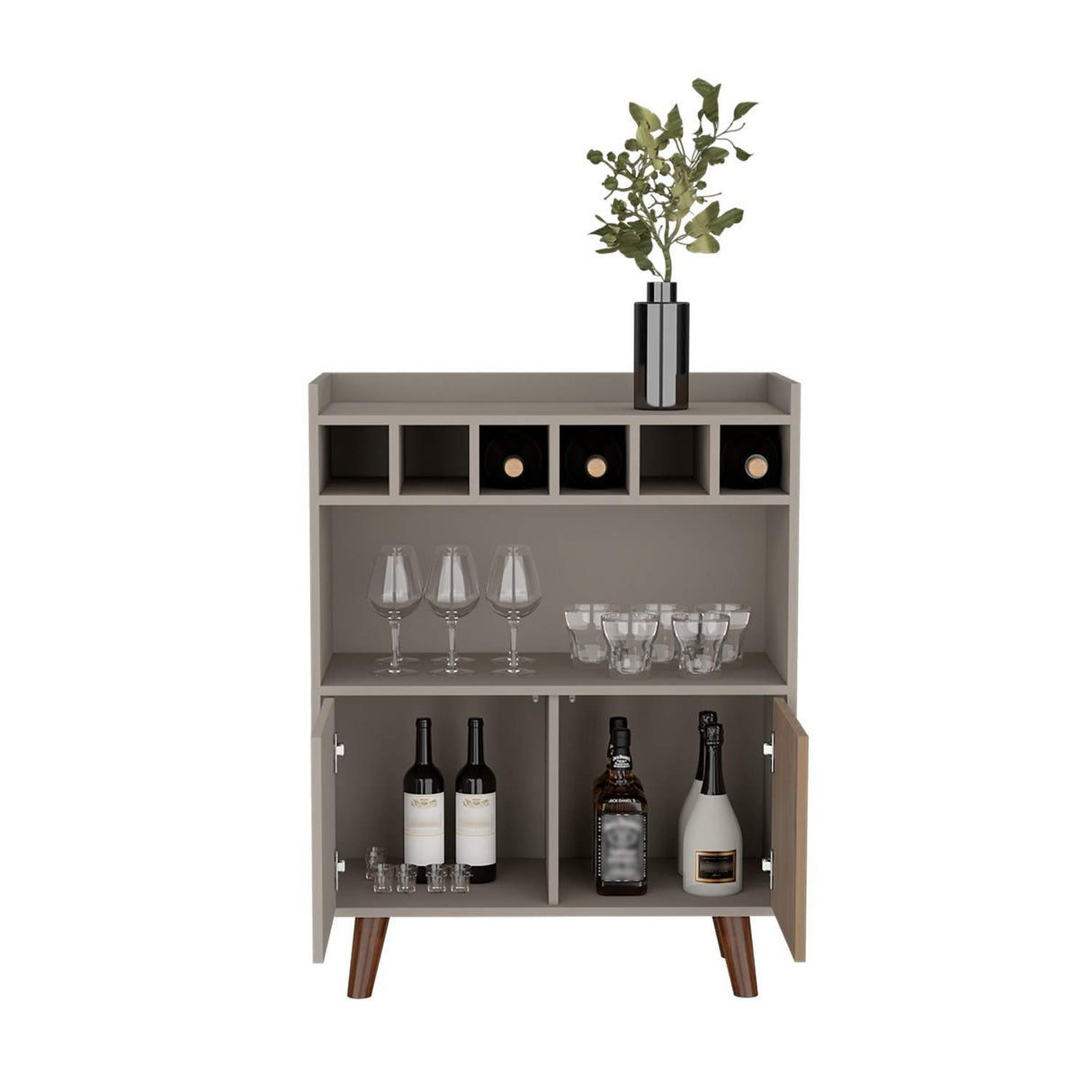 Bar Bajo Funes Taupe 78 cm con Almacenamiento y Puertas - Bares | Bylmo