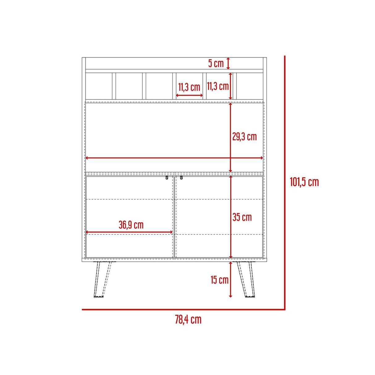 Bar Bajo Funes Taupe 78 cm con Almacenamiento y Puertas - Bares | Bylmo