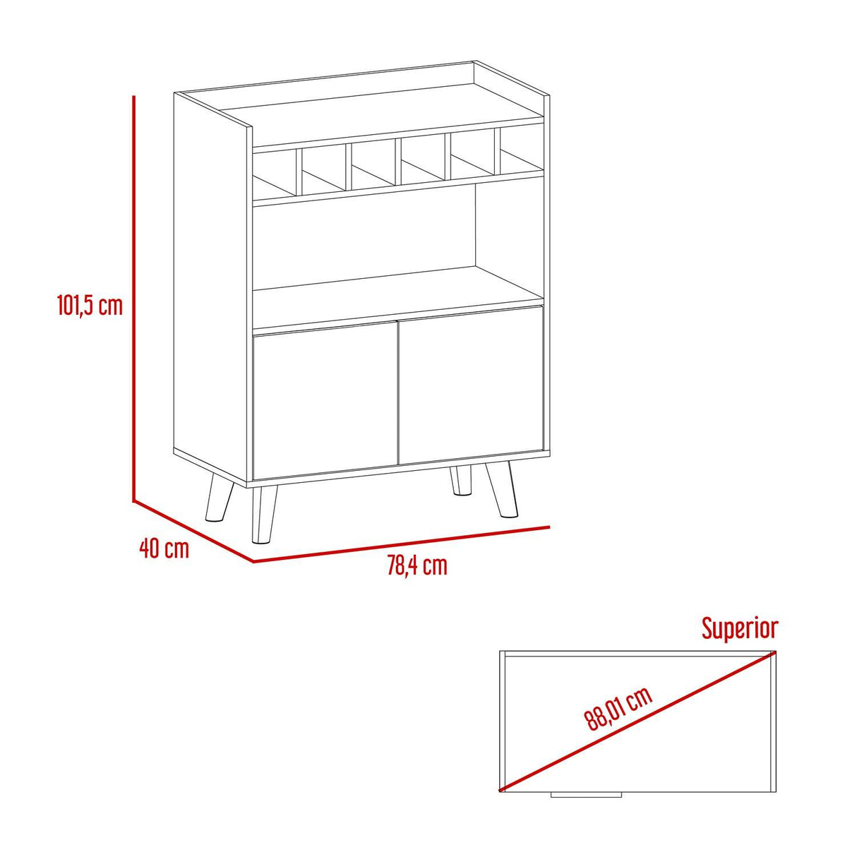 Bar Bajo Funes Taupe 78 cm con Almacenamiento y Puertas - Bares | Bylmo