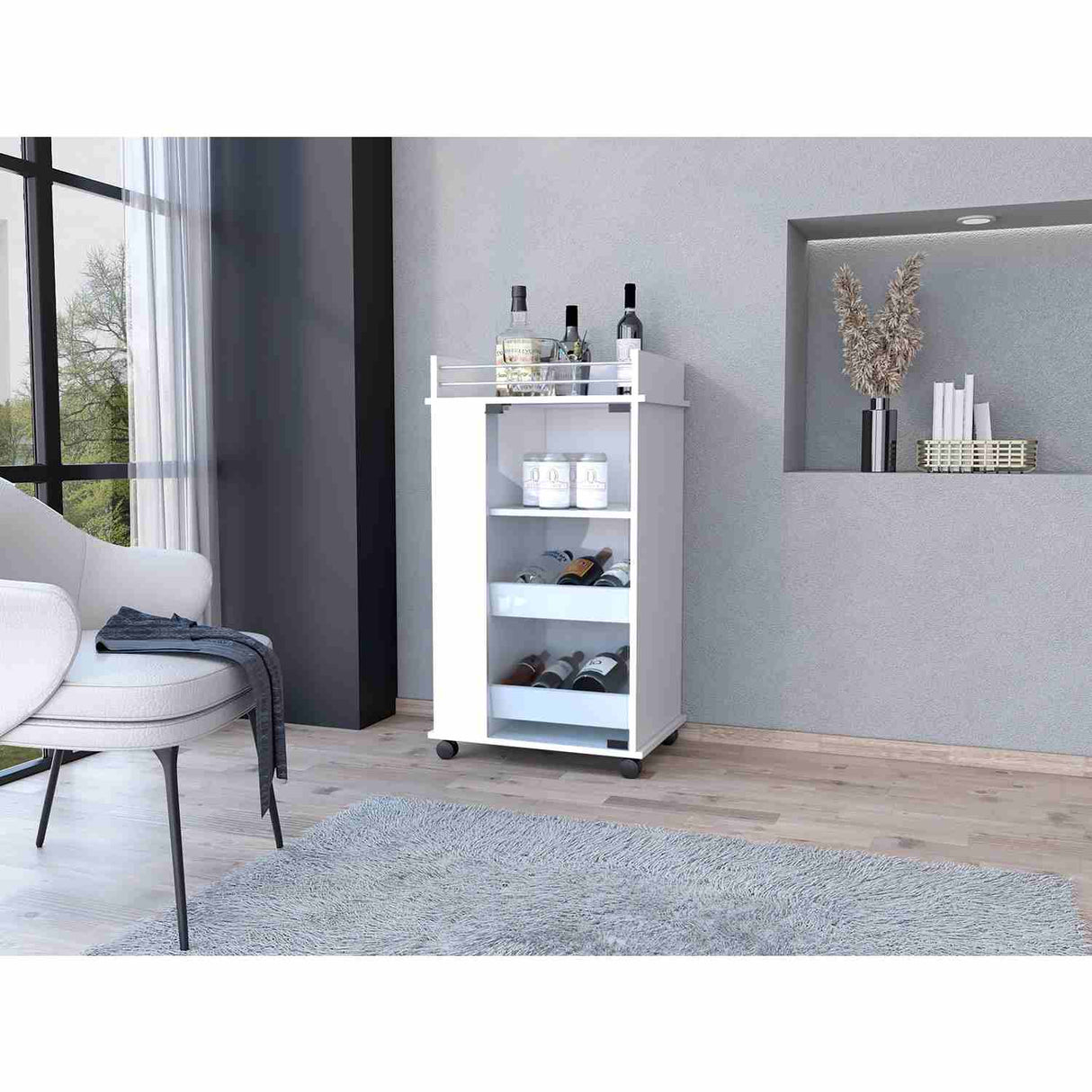 Bar Baltimore Blanco 55x99cm sin Cajones y sin Portabotellas - Bares | Bylmo