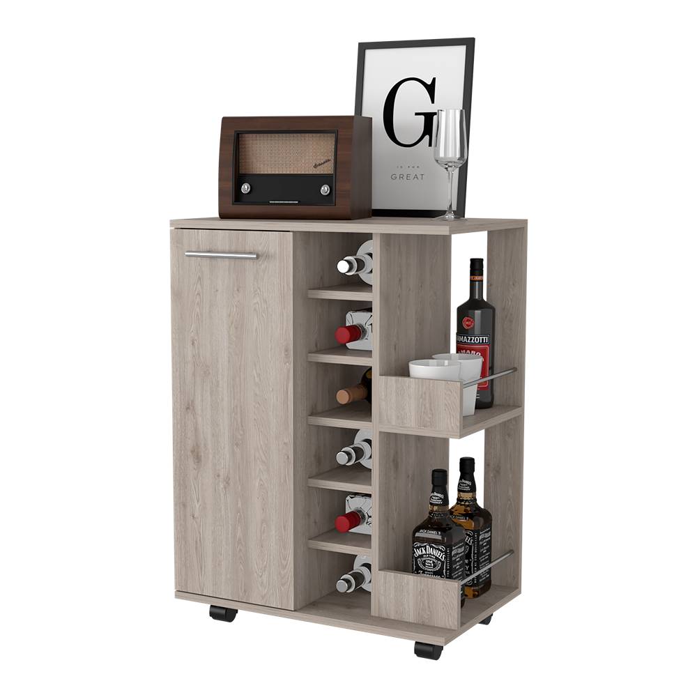 Bar Tuhome Ceniza 60x82.1cm con Un Cajón y con Seis Portabotellas - Bares | Bylmo