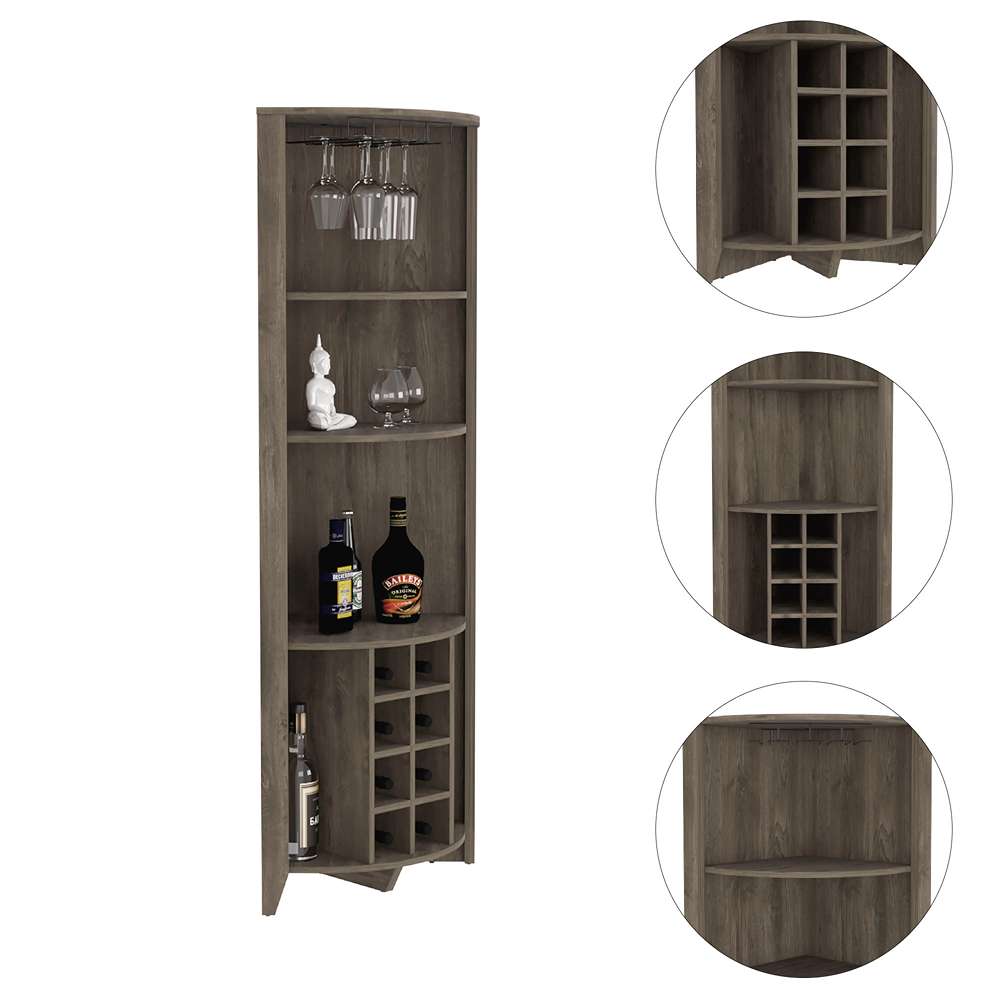 Bar Esquinero Esquinero Essential Bellota 49x180.6cm sin Cajones y con Diez Portabotellas - Bares | Bylmo