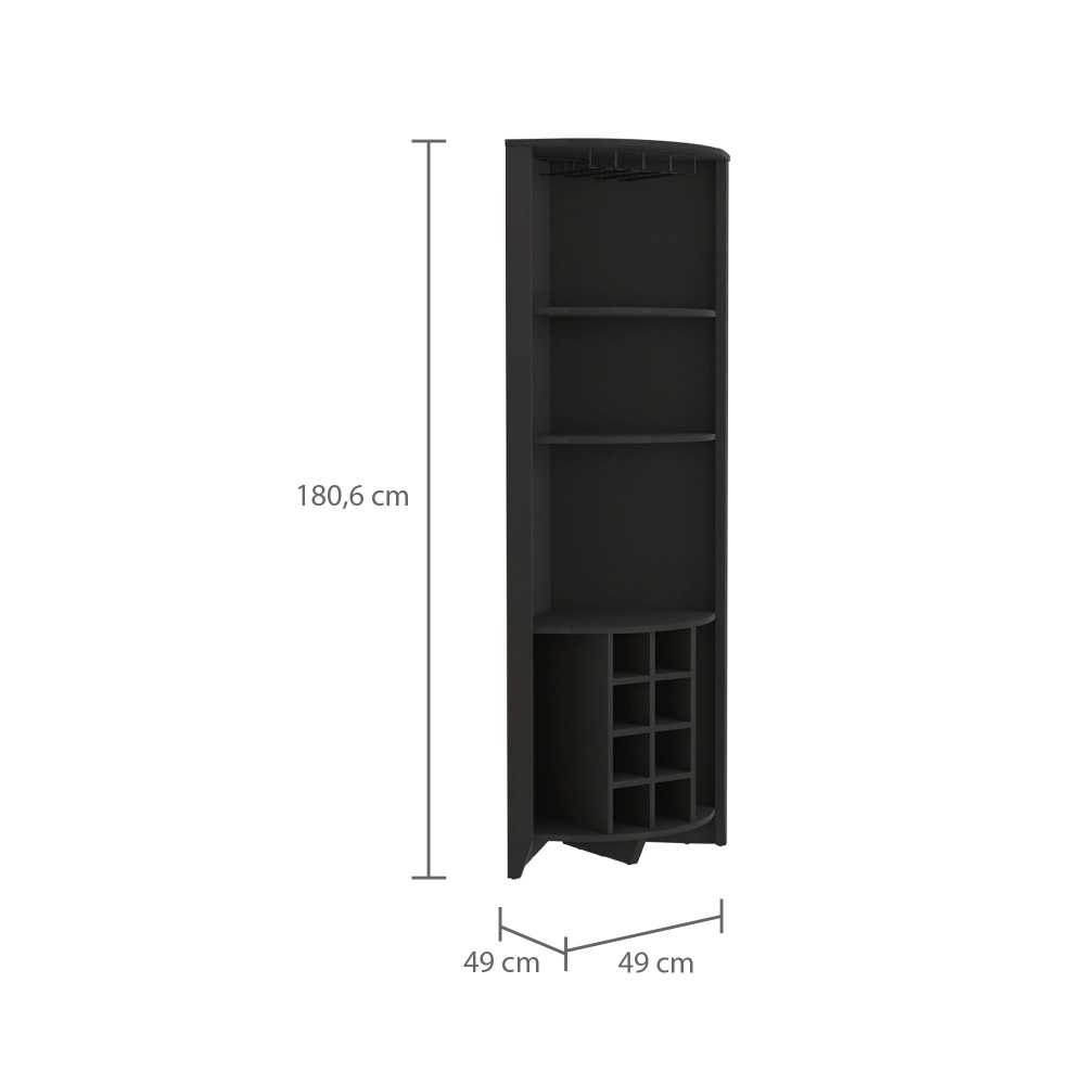 Bar Esquinero Essential Wengue 49x180.6cm sin Cajones y con Diez Portabotellas - Bares | Bylmo