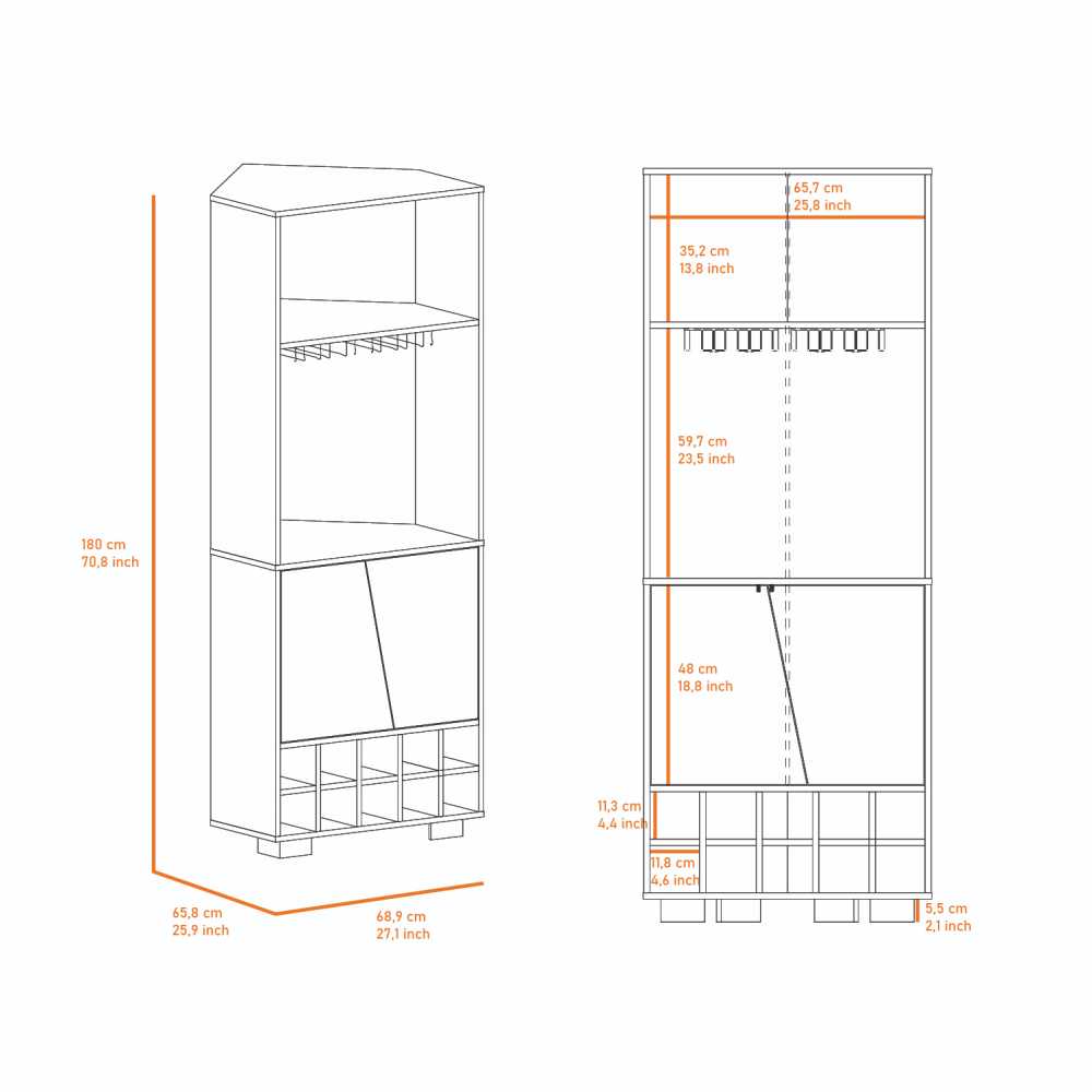 Bar Fraktal Habano y Miel 68 cm con Dos Puertas - Bares | Bylmo