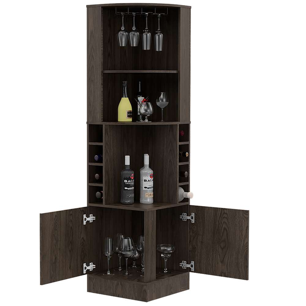 Bar Esquinero Esquinero Syrah Plus Coñac 46.9x180.6cm con Un Cajón y con Ocho Portabotellas - Bares | Bylmo