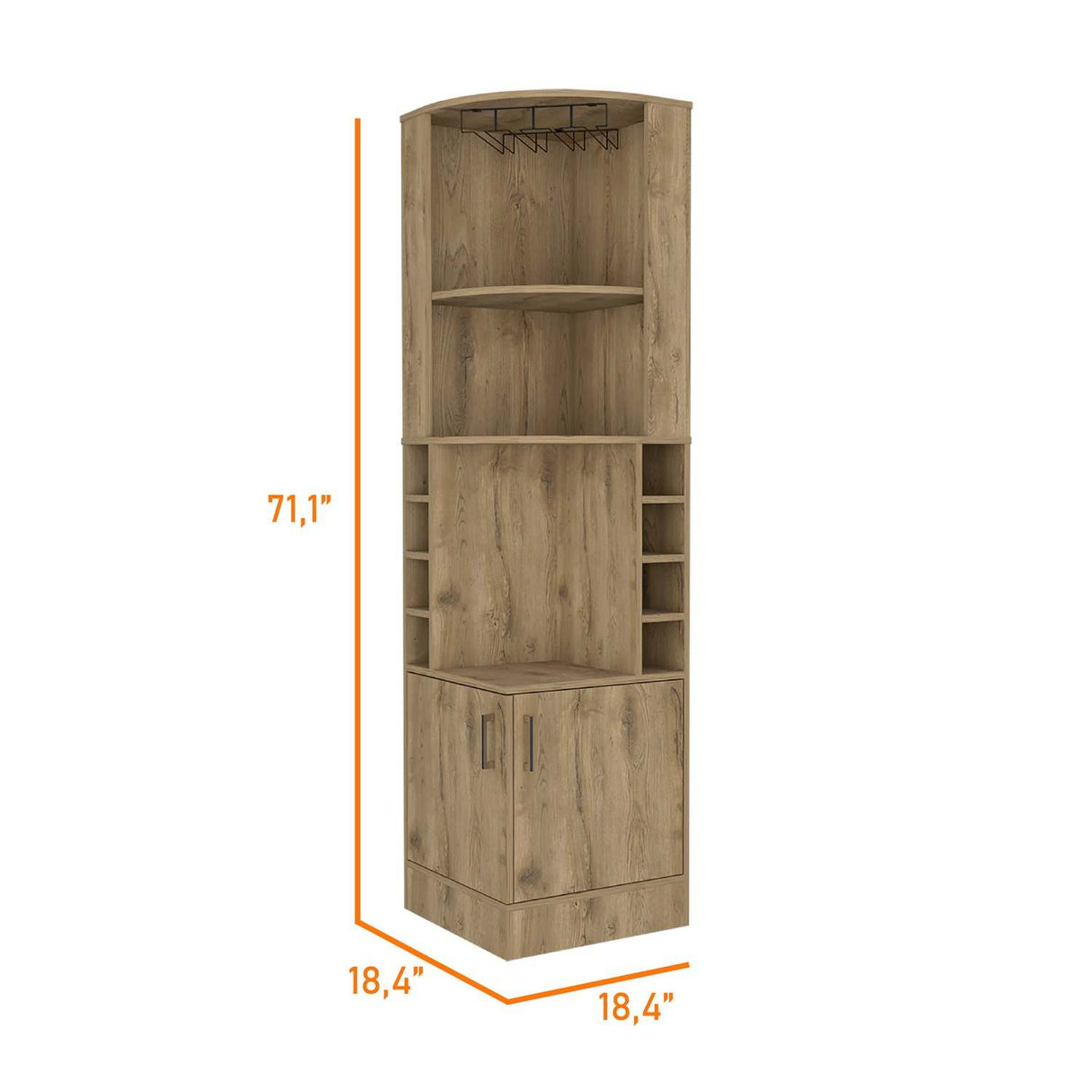Bar Esquinero Syrah Macadamia 47x181cm con Un Cajón y con Ocho Portabotellas - Bares | Bylmo