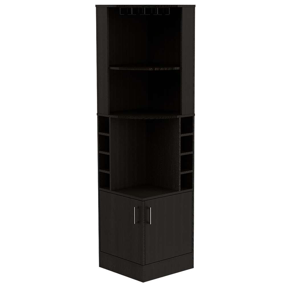 Bar Esquinero Syrah Wengue 46.9x180.6cm con Un Cajón y con Ocho Portabotellas - Bares | Bylmo