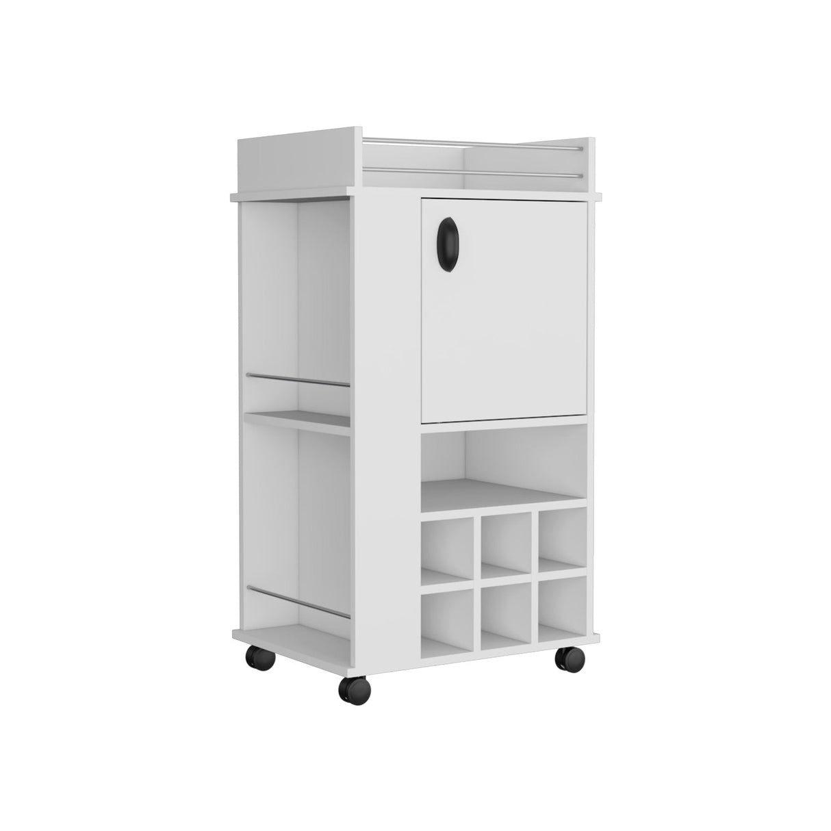 Bar Fargo Blanco 55x99cm con Un Cajón y con Seis Portabotellas - Bares | Bylmo