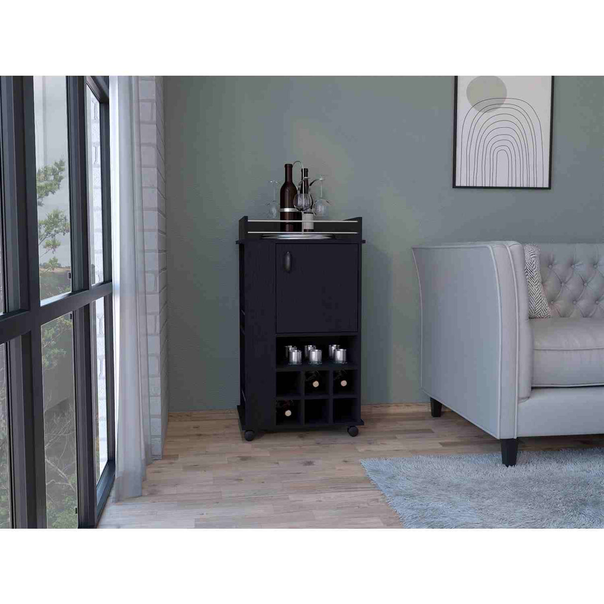 Bar Fargo Wengue 55x99cm con Un Cajón y con Seis Portabotellas - Bares | Bylmo