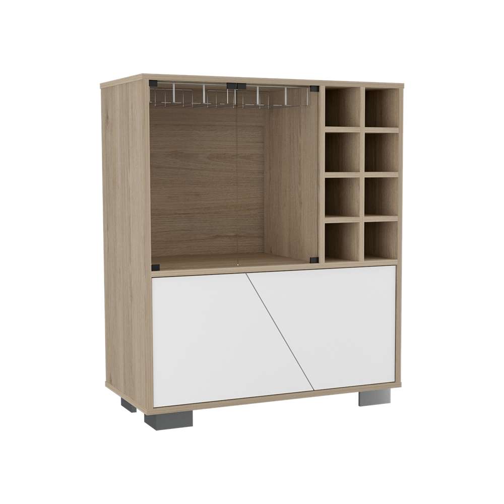 Bar Fraktal Rovere y Blanco 78 cm con Puertas de Vidrio - Bares | Bylmo