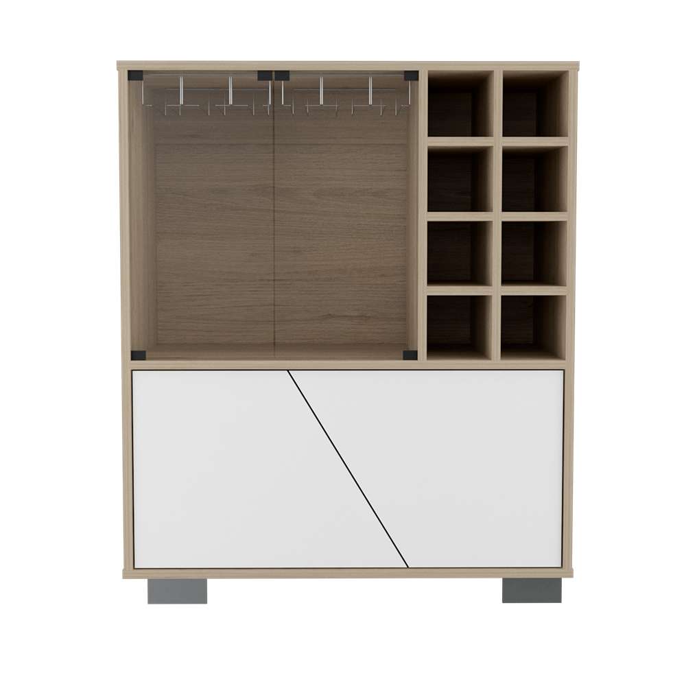 Bar Fraktal Rovere y Blanco 78 cm con Puertas de Vidrio - Bares | Bylmo