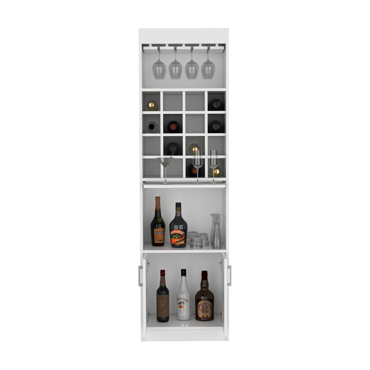 Bar Kava Blanco 51x181cm con Un Cajón y con Dieciséis Portabotellas - Bares | Bylmo