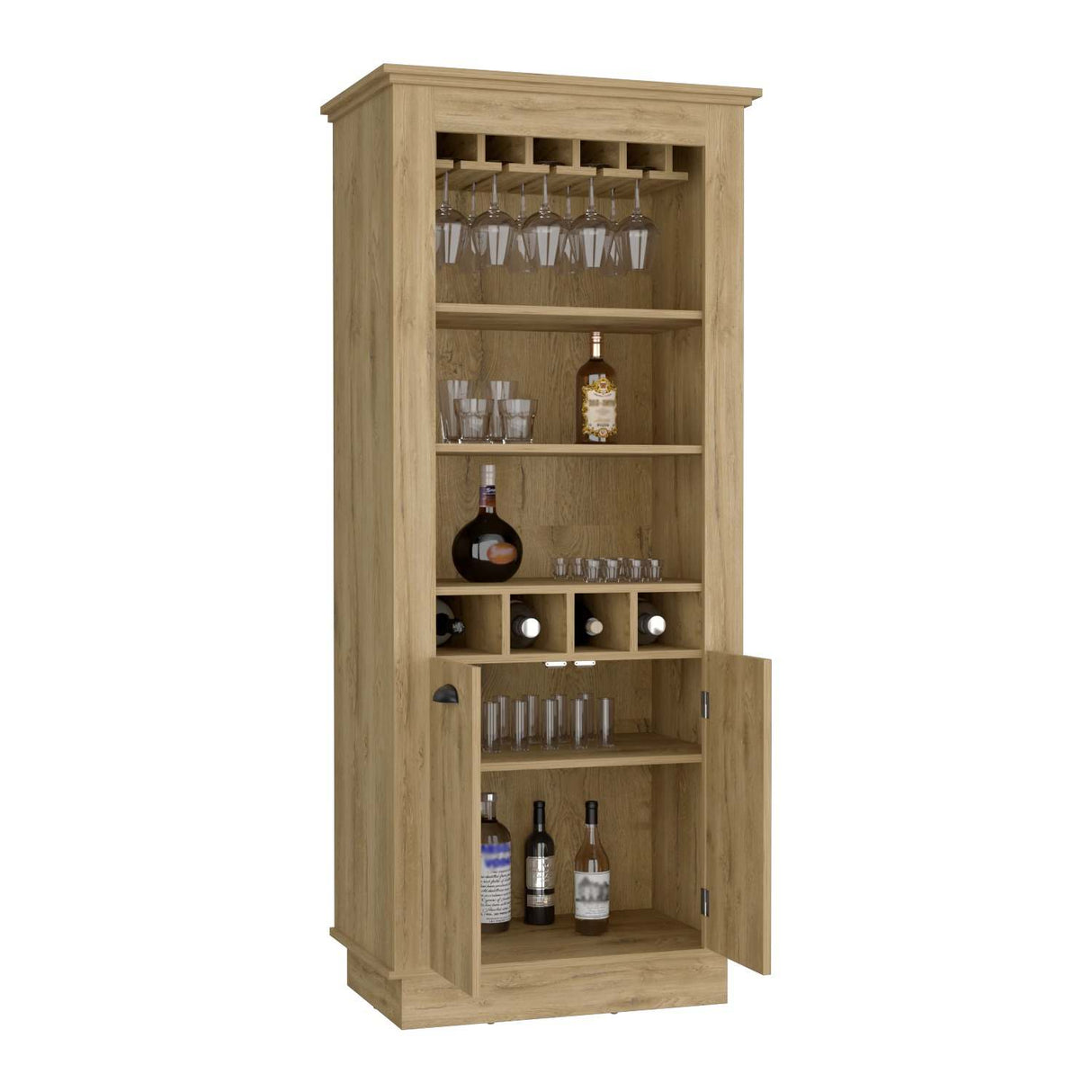 Bar Lafayette Macadamia 75x177cm con Un Cajón y con Cuatro Portabotellas - Bares | Bylmo