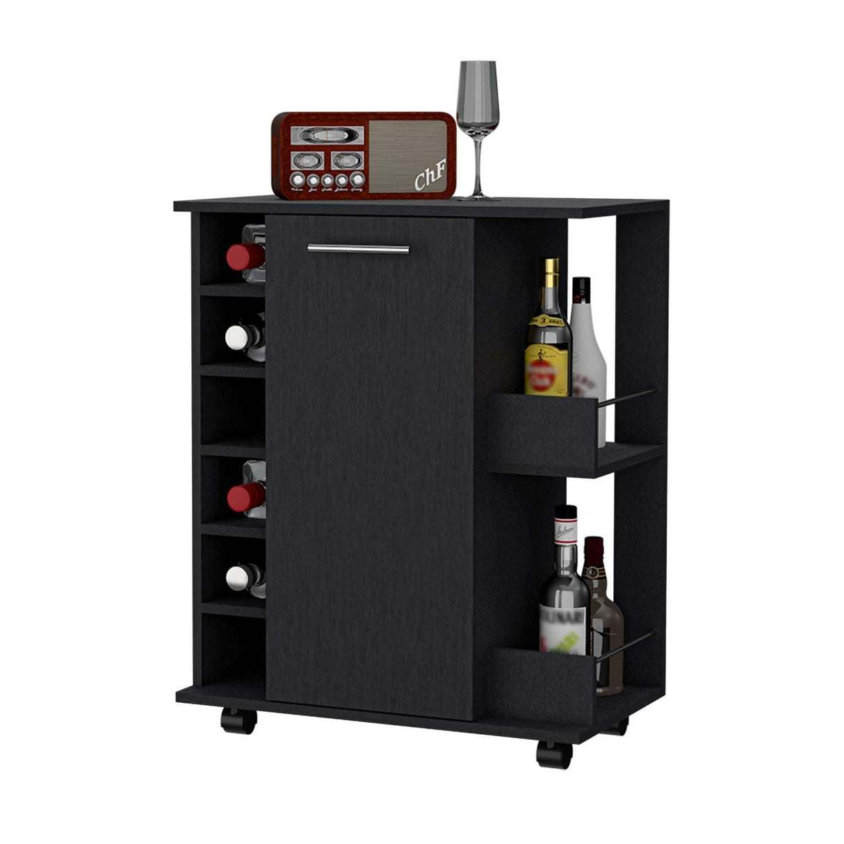 Bar Lothian Wengue 66x82cm con Un Cajón y con Seis Portabotellas - Bares | Bylmo