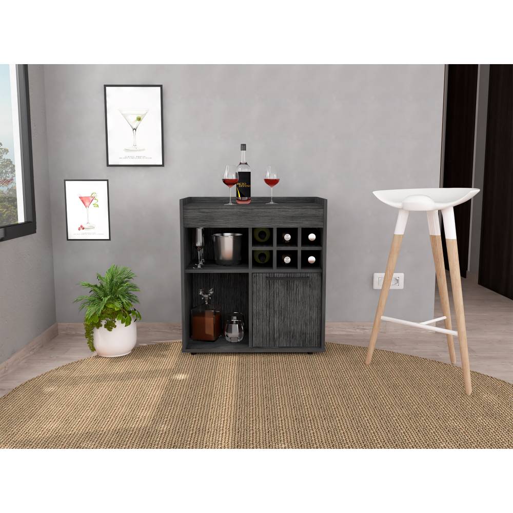 Bar Lyon Roble Gris 68 cm con Una Puerta - Bares | Bylmo