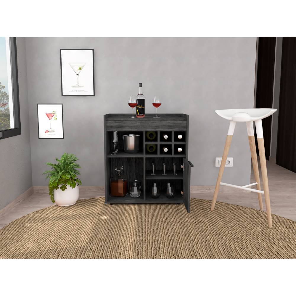 Bar Lyon Roble Gris 68 cm con Una Puerta - Bares | Bylmo