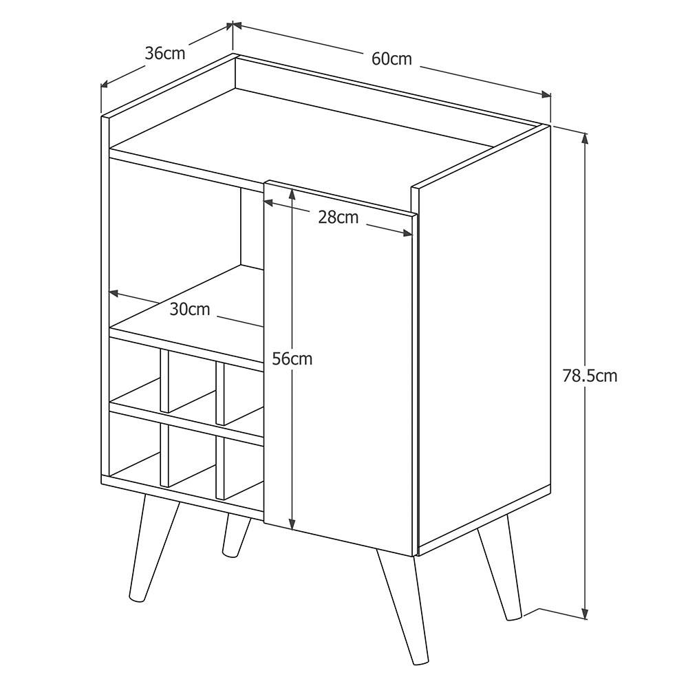 Bar Manhattan Blanco Apagado 60x78.5cm con Dos Compartimientos y con Seis Portabotellas - Bares | Bylmo