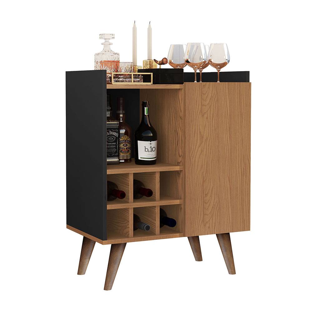 Bar Manhattan Negro 60x78.5cm sin Cajones y sin Portabotellas - Bares | Bylmo