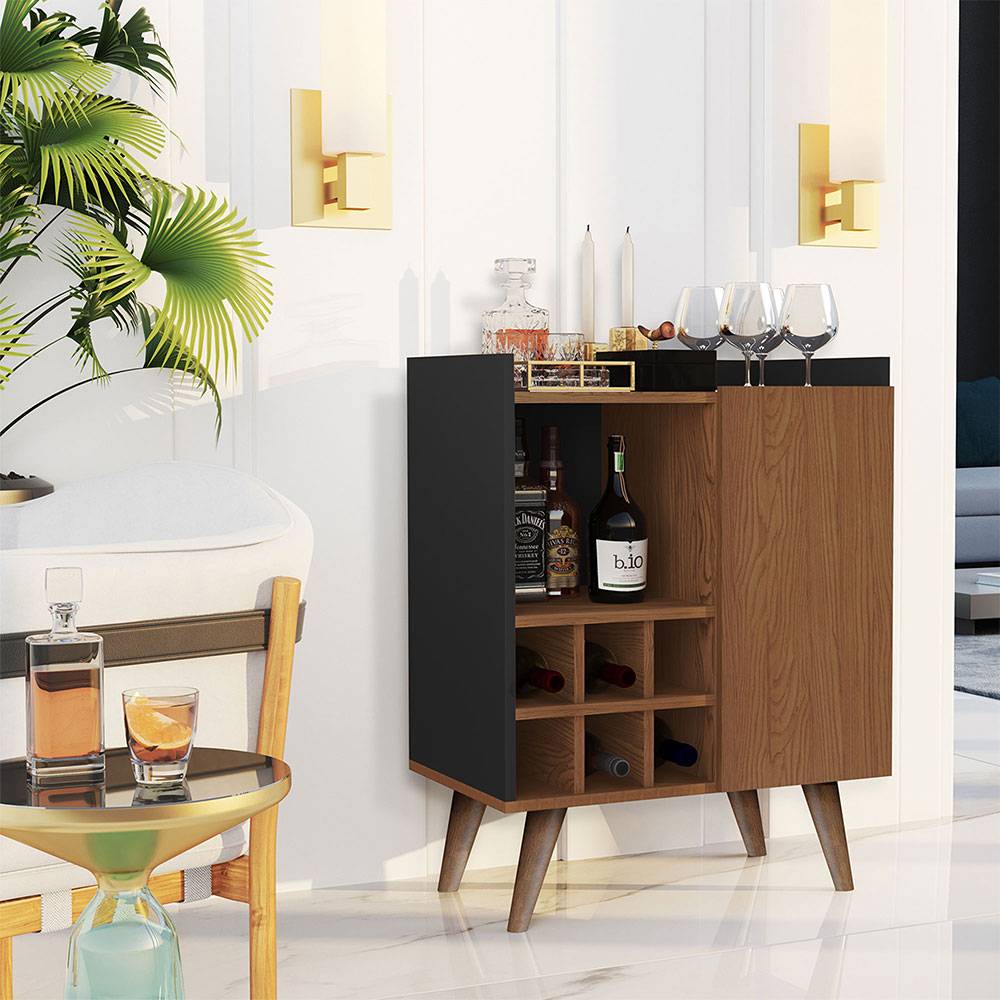 Bar Manhattan Negro 60x78.5cm sin Cajones y sin Portabotellas - Bares | Bylmo