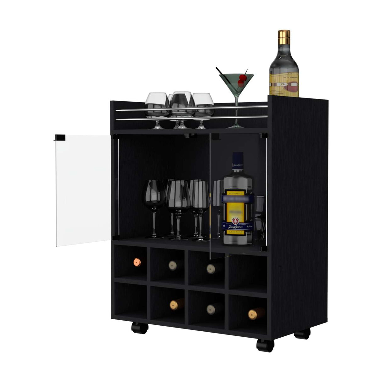 Bar San Andres Wengue 66x82cm con Un Cajón y con Ocho Portabotellas - Bares | Bylmo