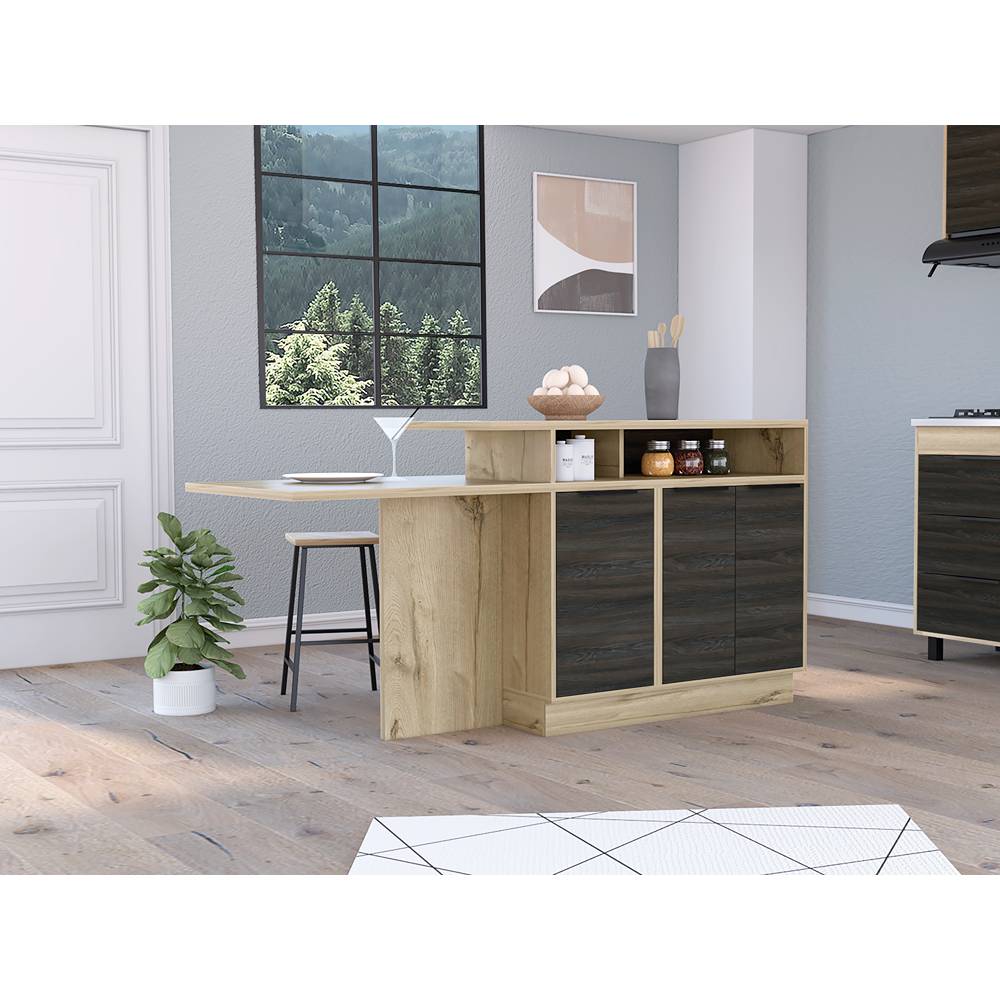 Barra de Cocina Lauret Duna y Carbón 180 cm con Tres Puertas - Cocinas | Bylmo